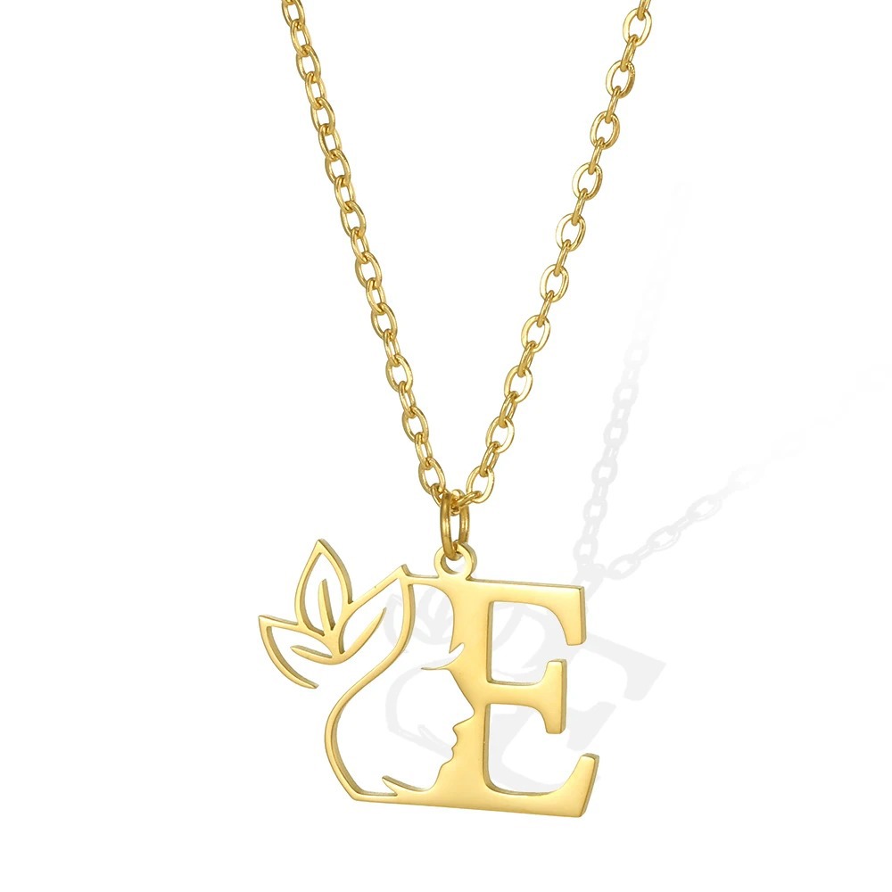 Personalized Gold Floral Initial Necklace