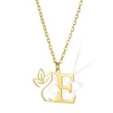 E Personalized Gold Floral Initial Necklace