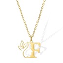 F Personalized Gold Floral Initial Necklace