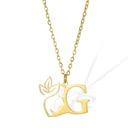 G Personalized Gold Floral Initial Necklace