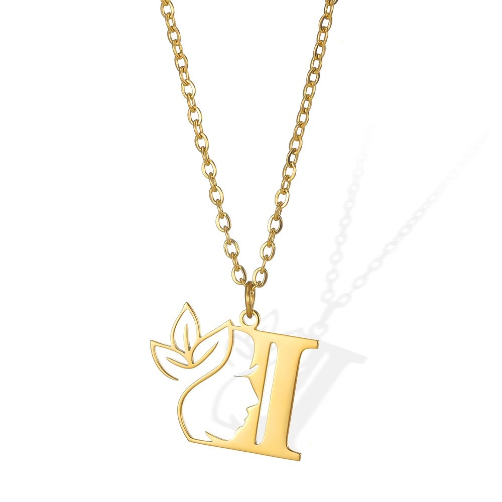 Personalized Gold Floral Initial Necklace