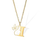 I Personalized Gold Floral Initial Necklace