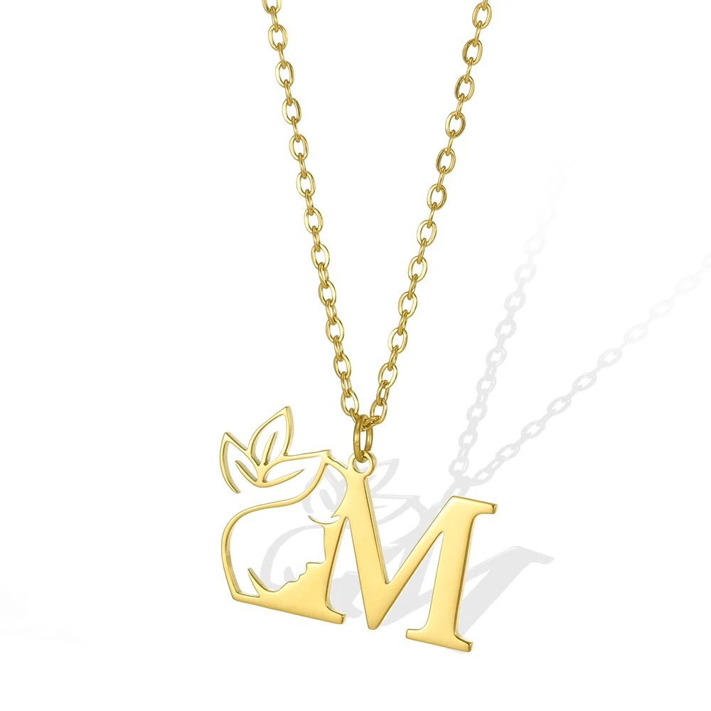 Personalized Gold Floral Initial Necklace