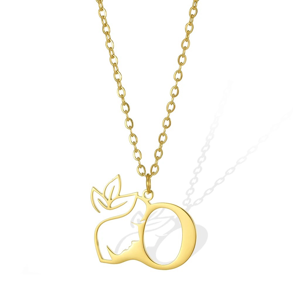 Personalized Gold Floral Initial Necklace