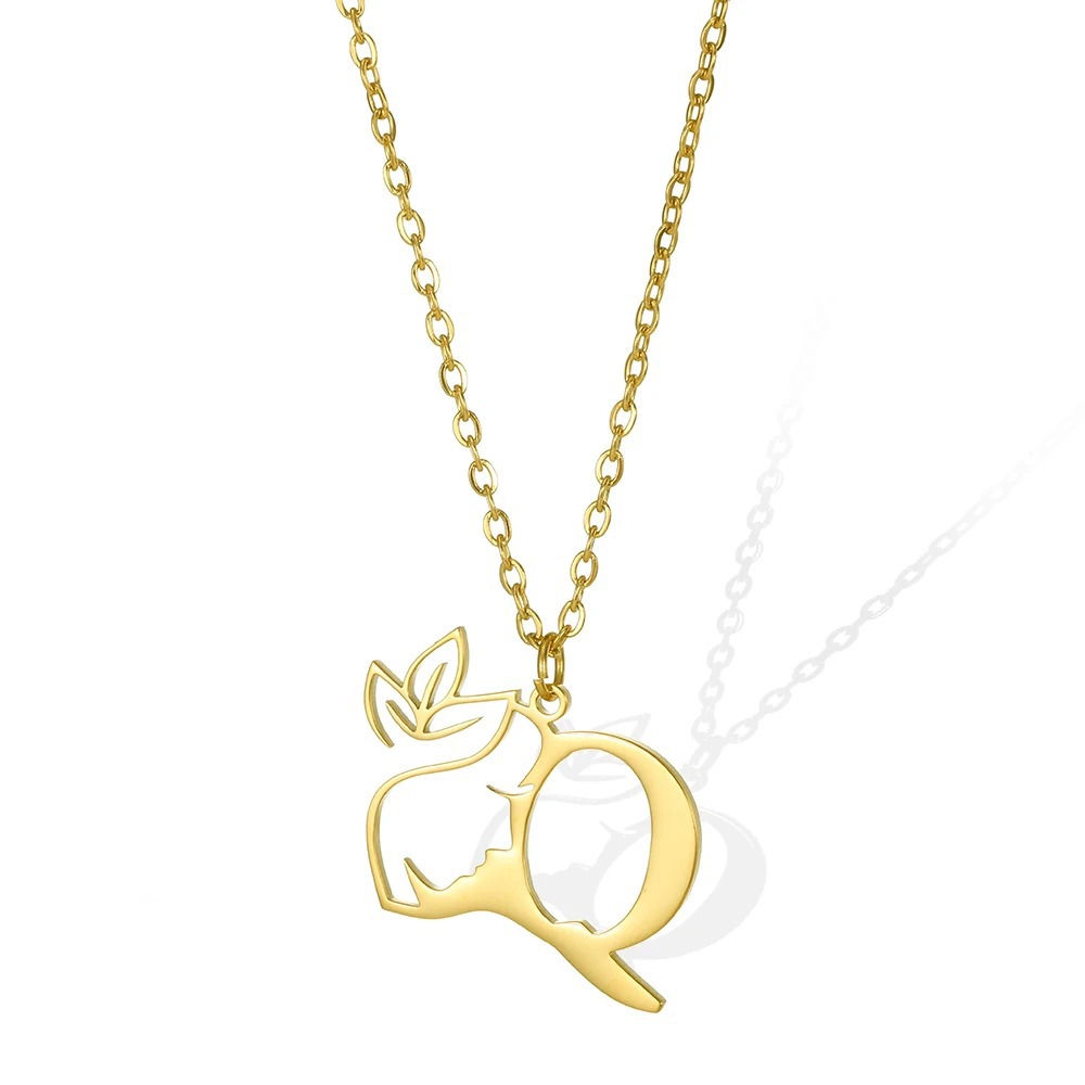 Personalized Gold Floral Initial Necklace