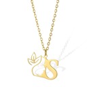 S Personalized Gold Floral Initial Necklace