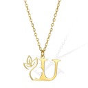 U Personalized Gold Floral Initial Necklace