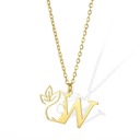 W Personalized Gold Floral Initial Necklace