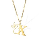 X Personalized Gold Floral Initial Necklace