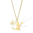 Y Personalized Gold Floral Initial Necklace