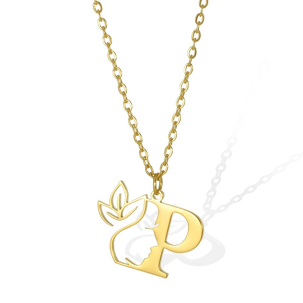 Personalized Gold Floral Initial Necklace