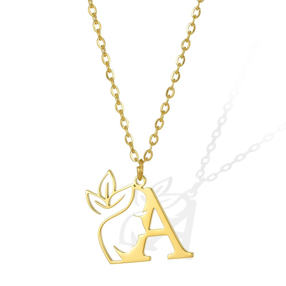 Personalized Gold Floral Initial Necklace