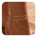 G Personalized Initial Double-Layer Gold Anklet