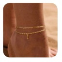 I Personalized Initial Double-Layer Gold Anklet