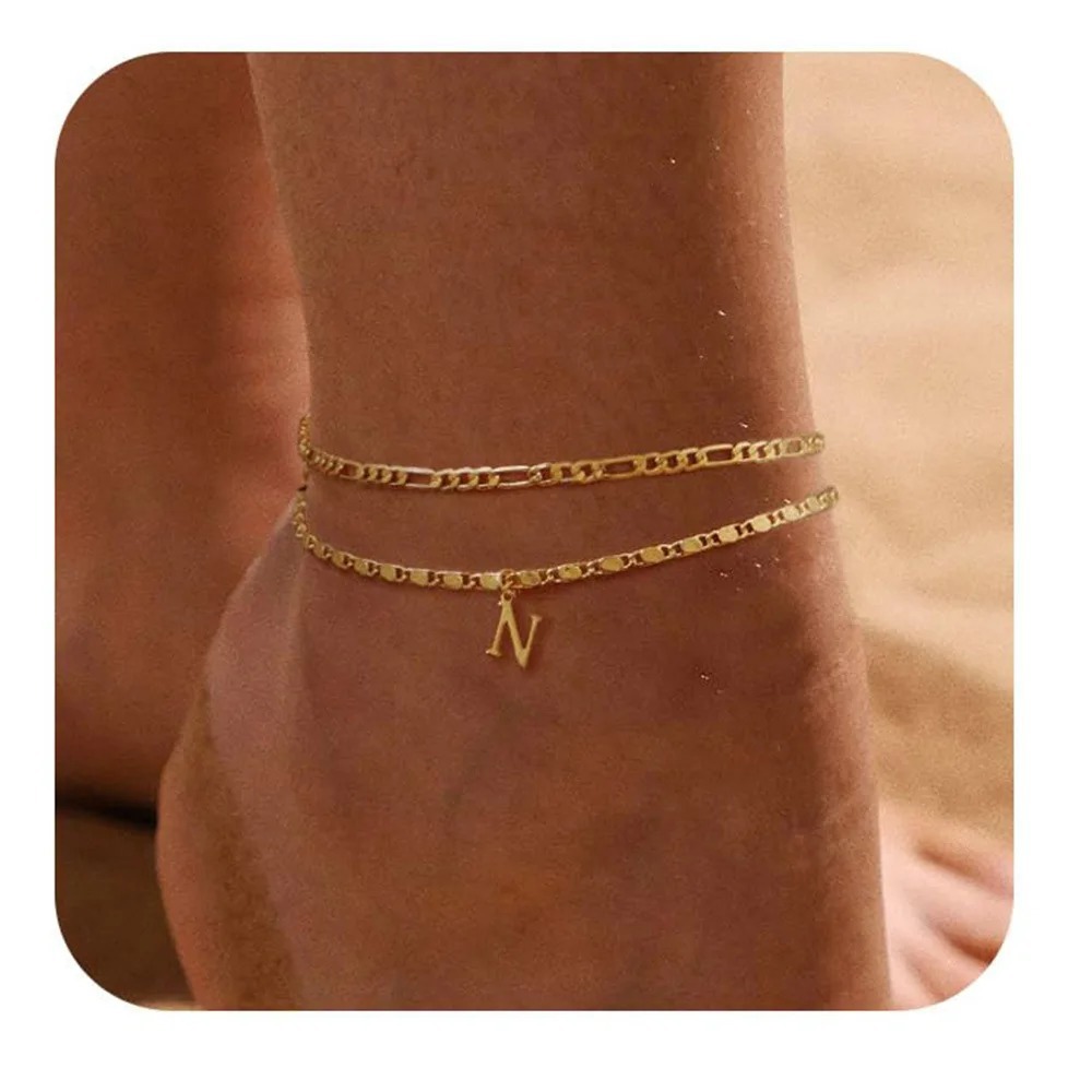 Personalized Initial Double-Layer Gold Anklet