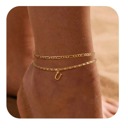 U Personalized Initial Double-Layer Gold Anklet