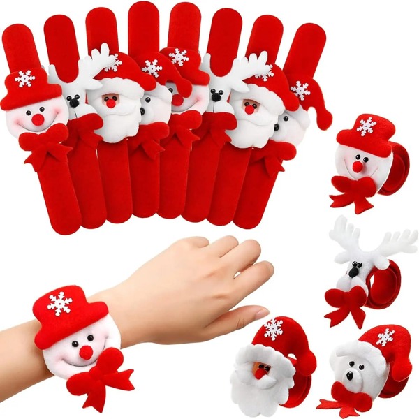 Festive Christmas Slap Bracelets – Santa, Snowman & Reindeer Holiday Set