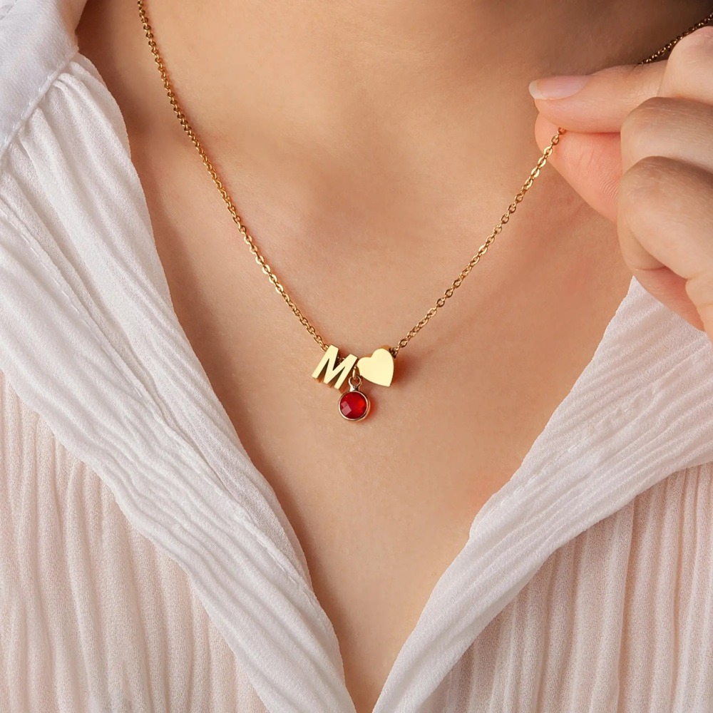 Personalized Birthstone Initial Necklace - Chic & Fashion