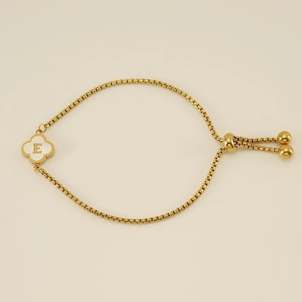 Initial Clover Charm Bracelet - Gold-Plated Elegance