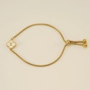 E Initial Clover Charm Bracelet - Gold-Plated Elegance