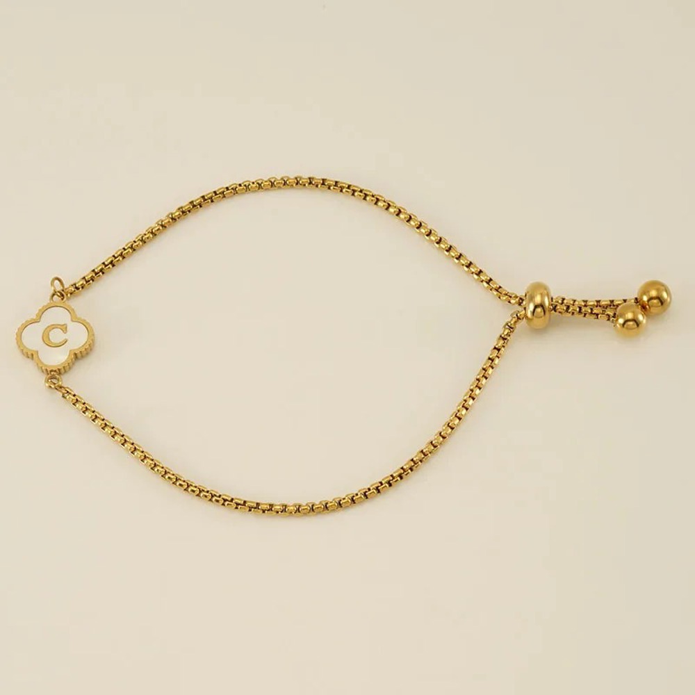 Initial Clover Charm Bracelet - Gold-Plated Elegance