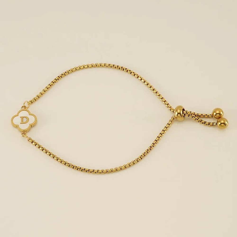 Initial Clover Charm Bracelet - Gold-Plated Elegance