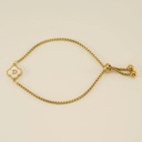 D Initial Clover Charm Bracelet - Gold-Plated Elegance