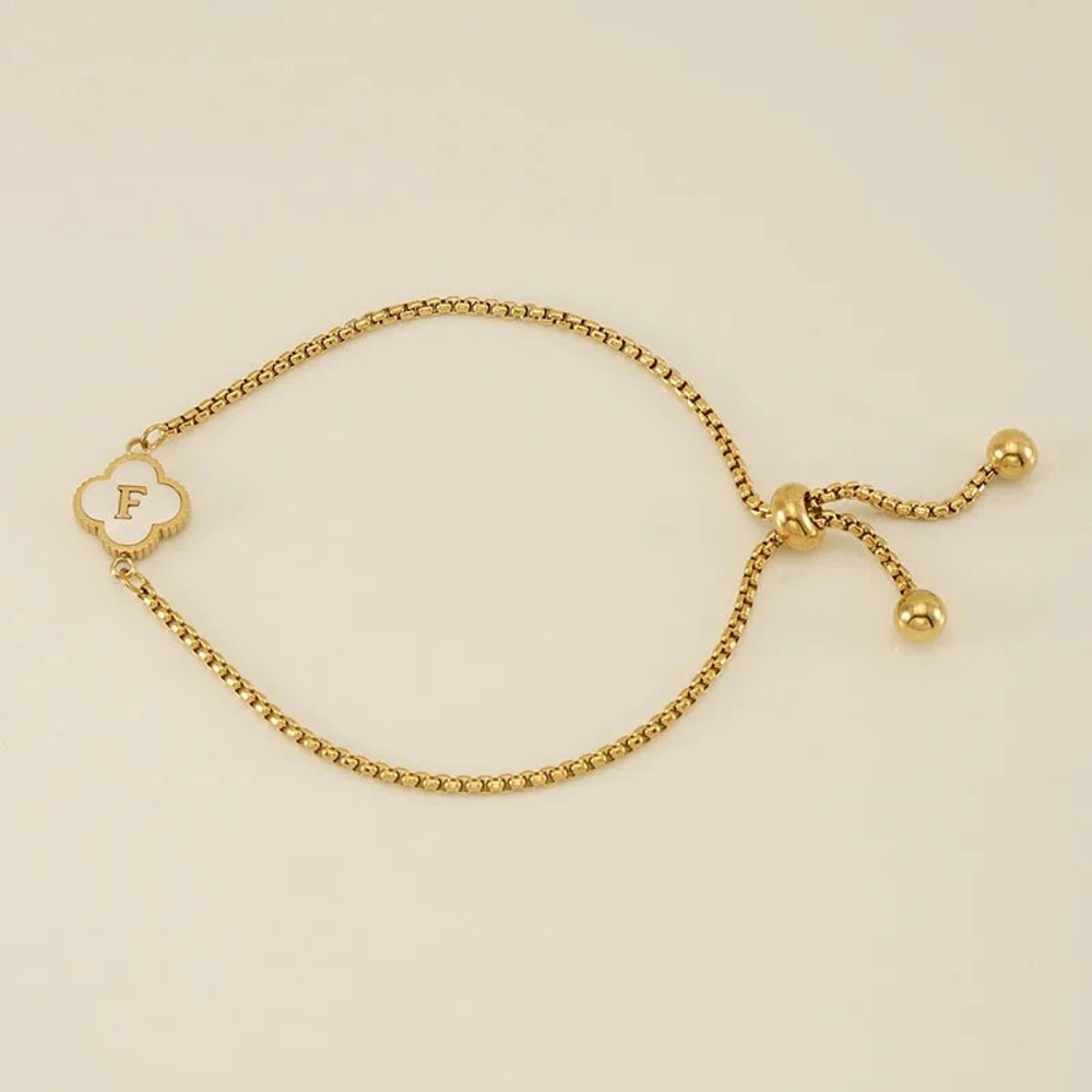 Initial Clover Charm Bracelet - Gold-Plated Elegance