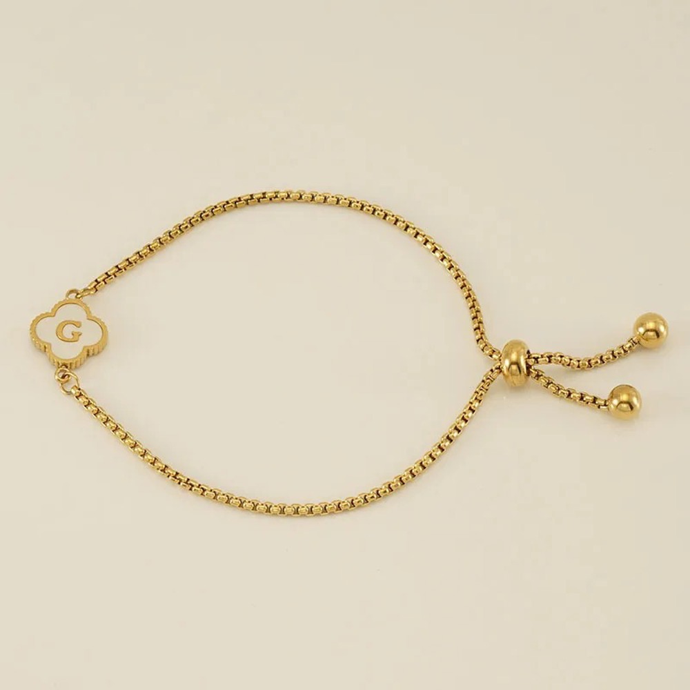 Initial Clover Charm Bracelet - Gold-Plated Elegance