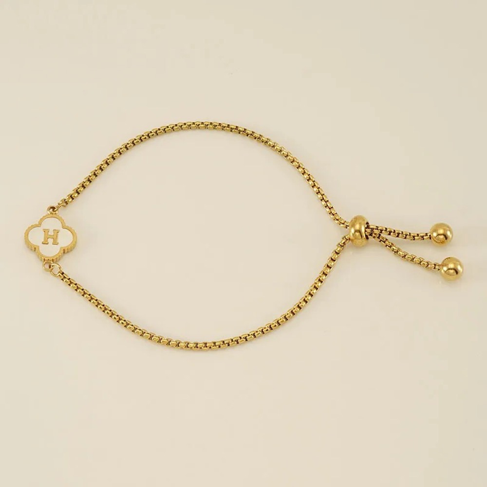 Initial Clover Charm Bracelet - Gold-Plated Elegance