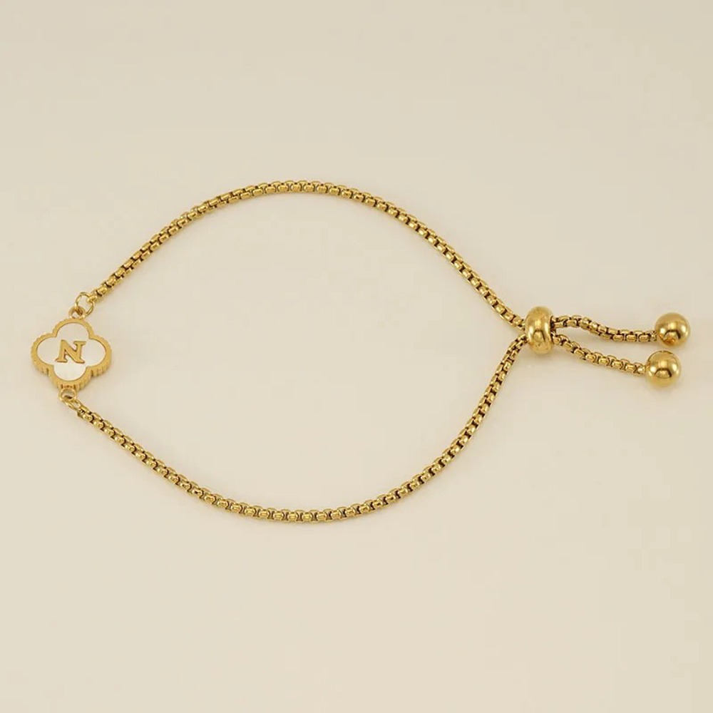 Initial Clover Charm Bracelet - Gold-Plated Elegance