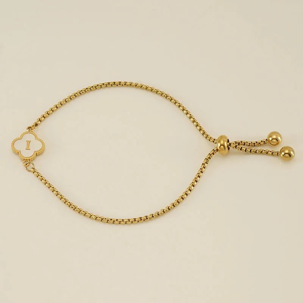 Initial Clover Charm Bracelet - Gold-Plated Elegance