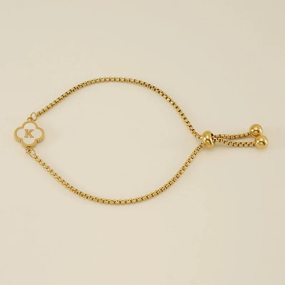 Initial Clover Charm Bracelet - Gold-Plated Elegance