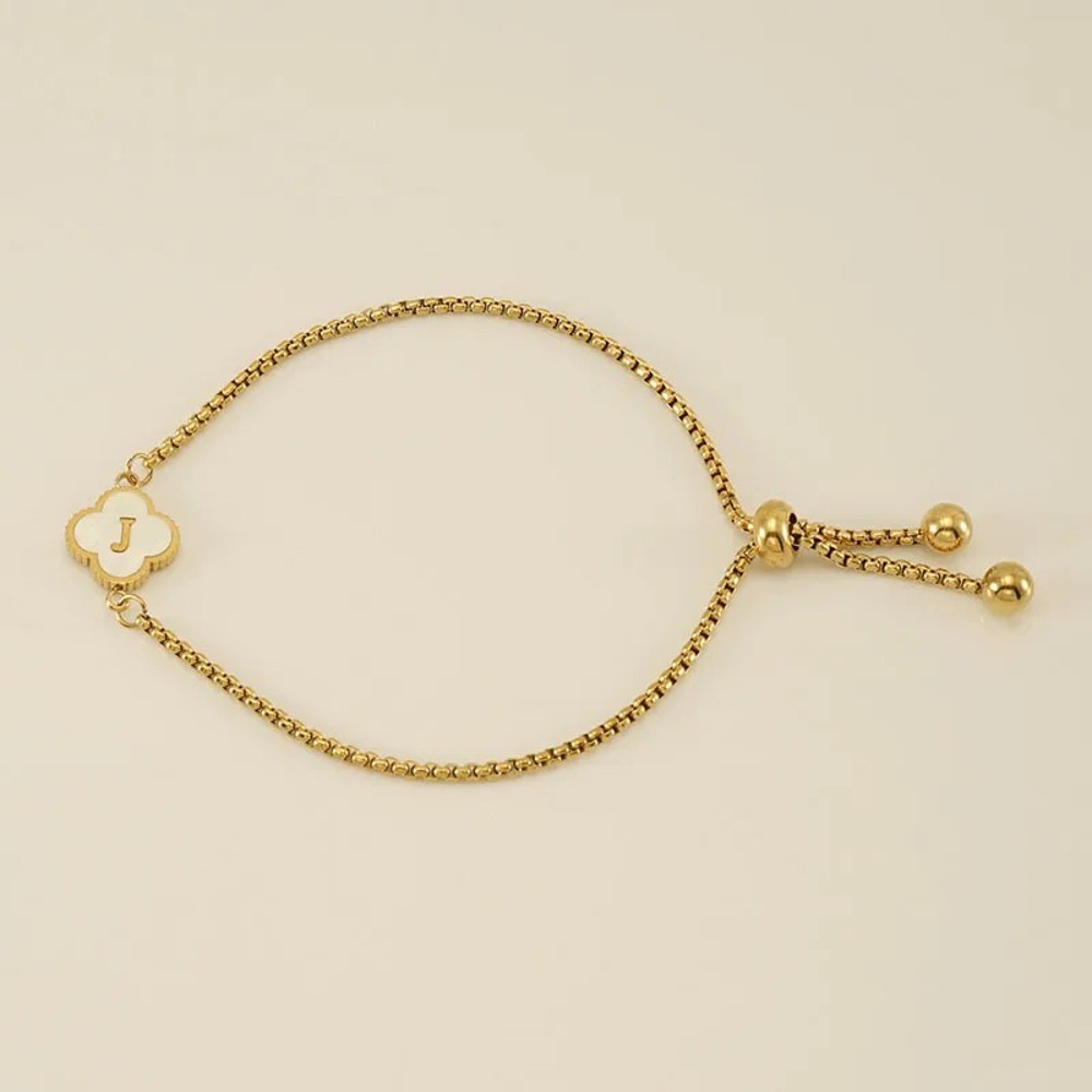 Initial Clover Charm Bracelet - Gold-Plated Elegance