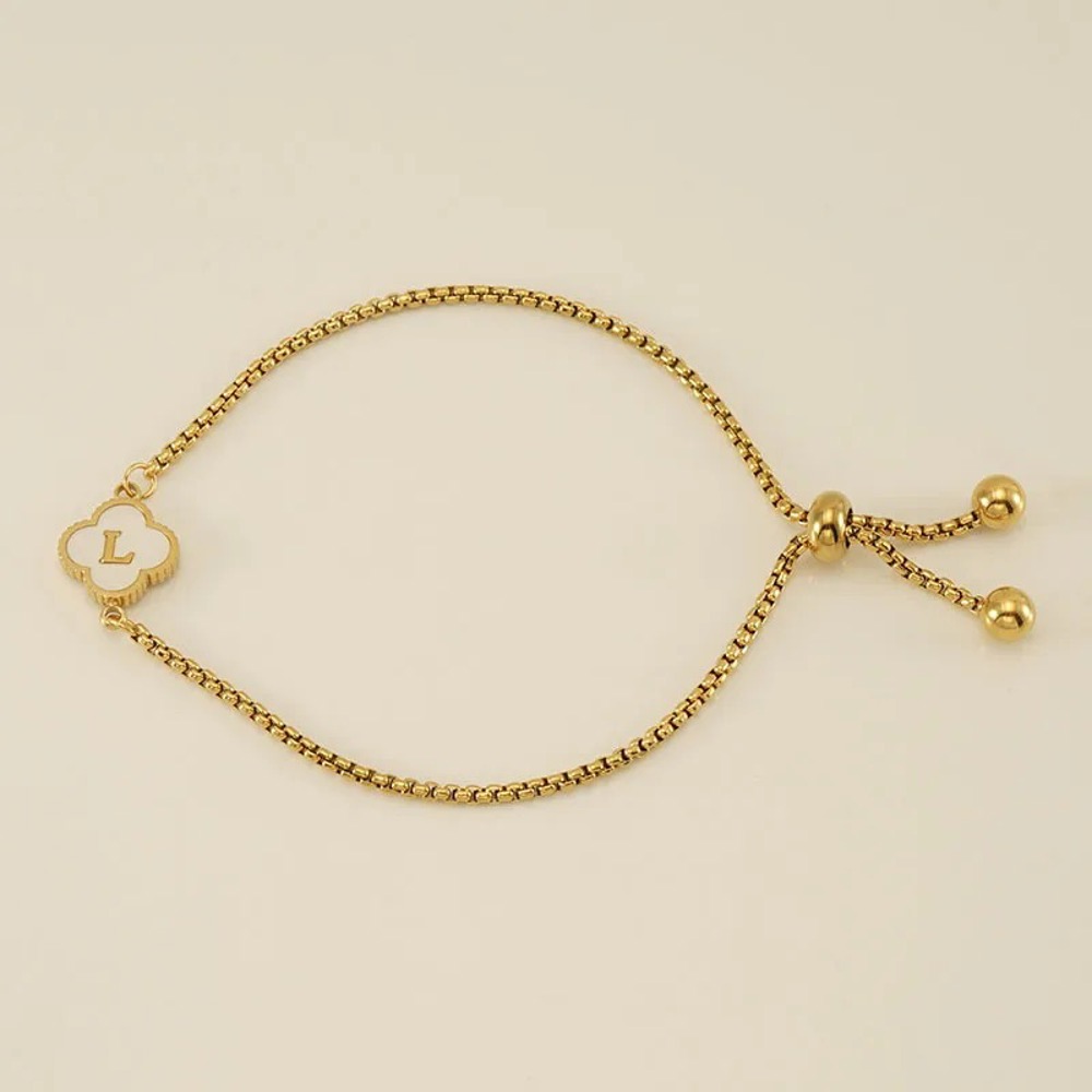 Initial Clover Charm Bracelet - Gold-Plated Elegance