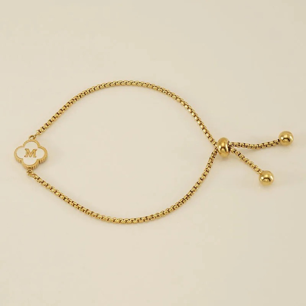 Initial Clover Charm Bracelet - Gold-Plated Elegance