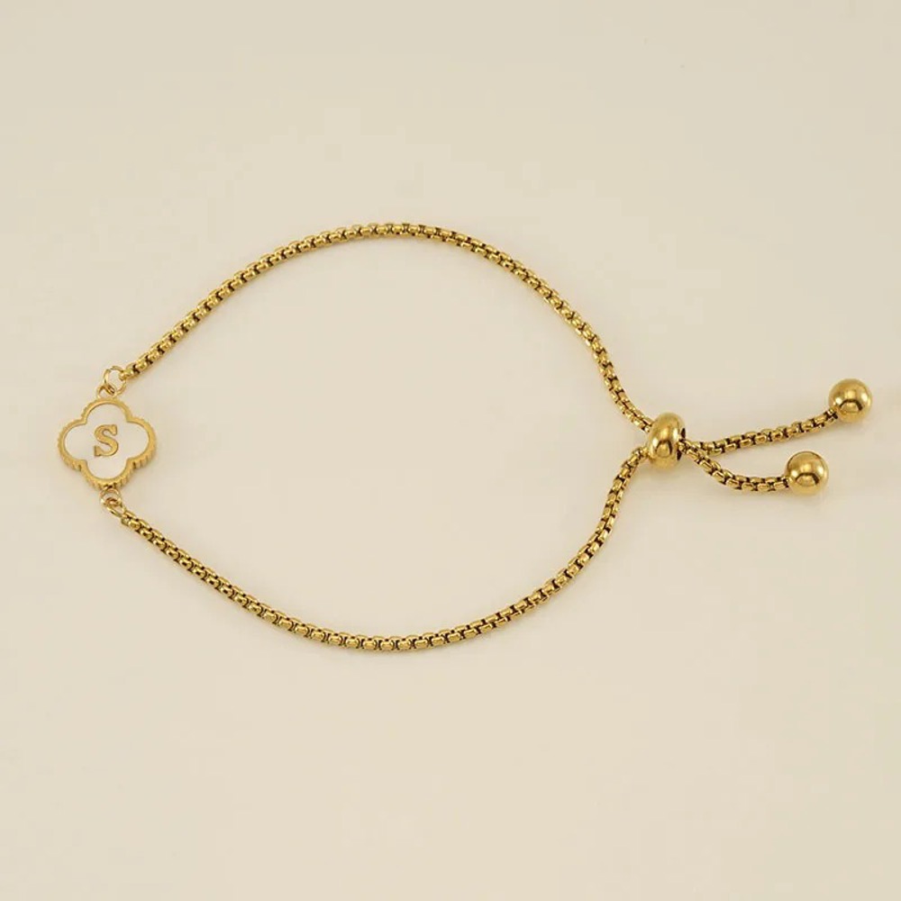 Initial Clover Charm Bracelet - Gold-Plated Elegance