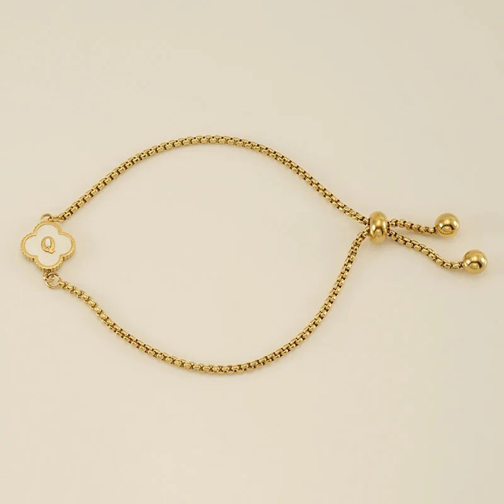 Initial Clover Charm Bracelet - Gold-Plated Elegance