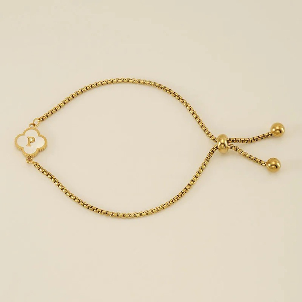 Initial Clover Charm Bracelet - Gold-Plated Elegance