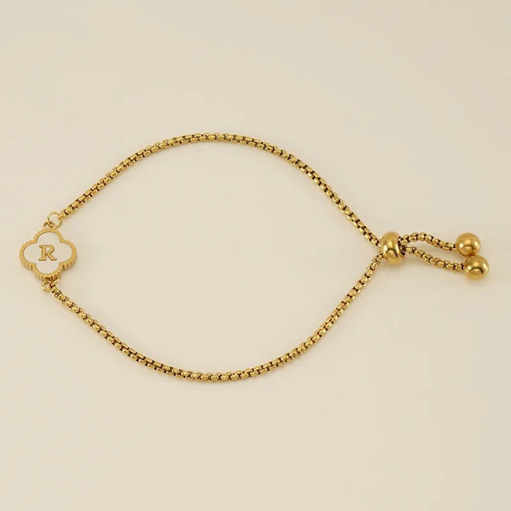 Initial Clover Charm Bracelet - Gold-Plated Elegance