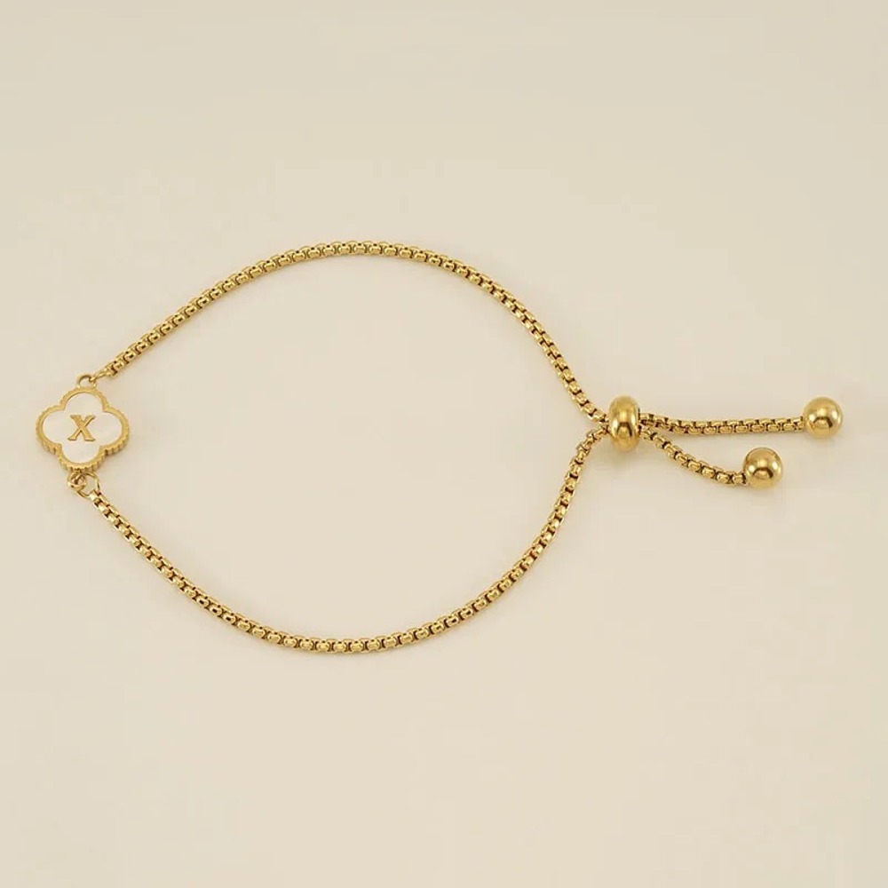 Initial Clover Charm Bracelet - Gold-Plated Elegance