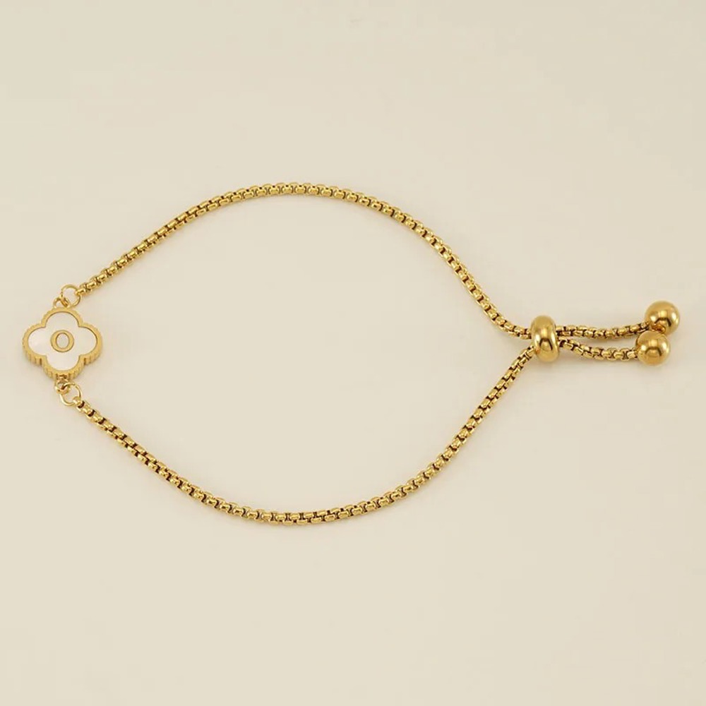 Initial Clover Charm Bracelet - Gold-Plated Elegance