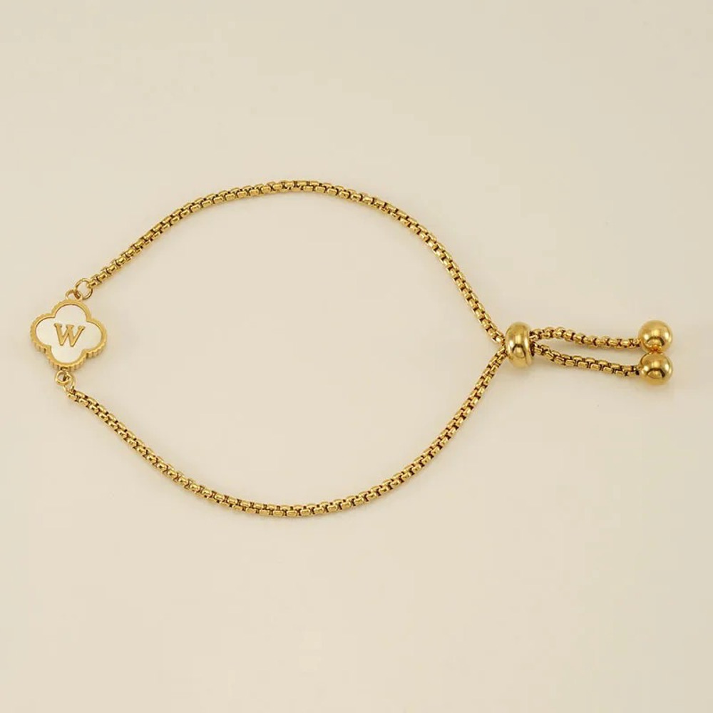 Initial Clover Charm Bracelet - Gold-Plated Elegance