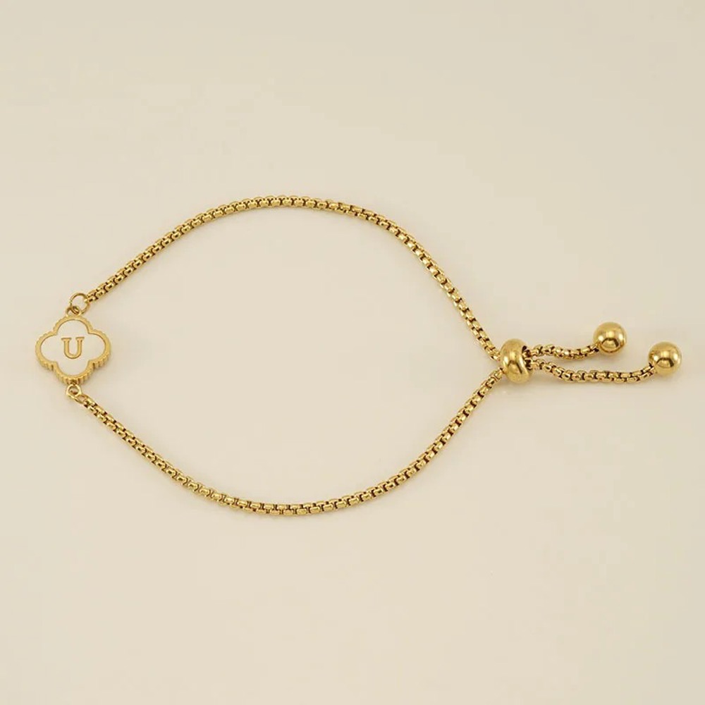 Initial Clover Charm Bracelet - Gold-Plated Elegance