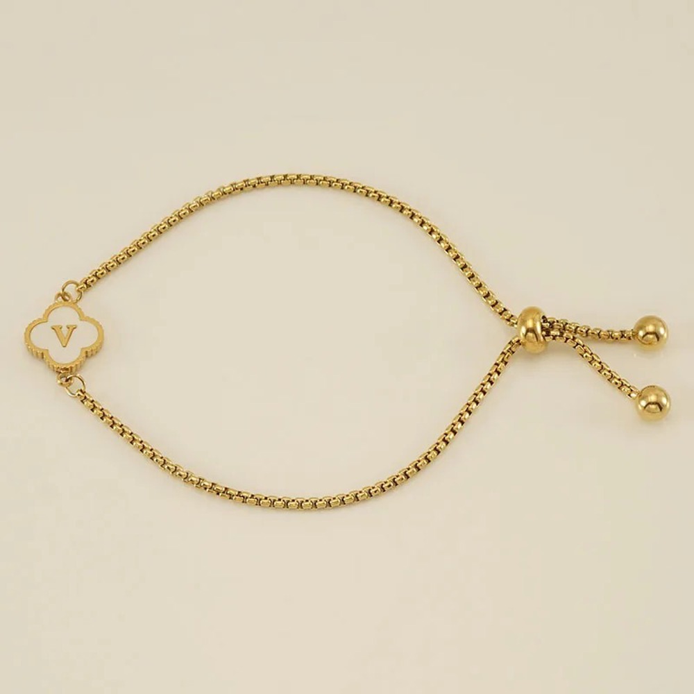 Initial Clover Charm Bracelet - Gold-Plated Elegance