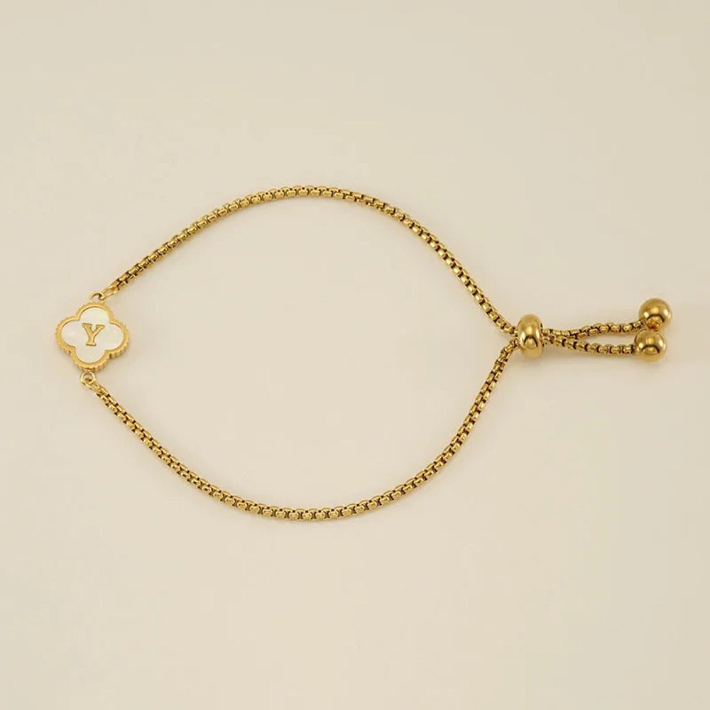 Initial Clover Charm Bracelet - Gold-Plated Elegance