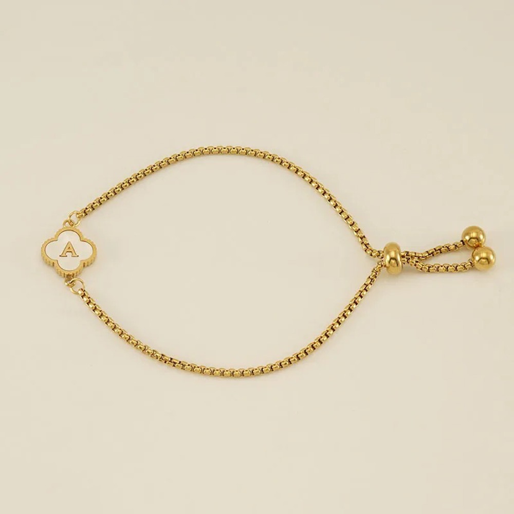 Initial Clover Charm Bracelet - Gold-Plated Elegance