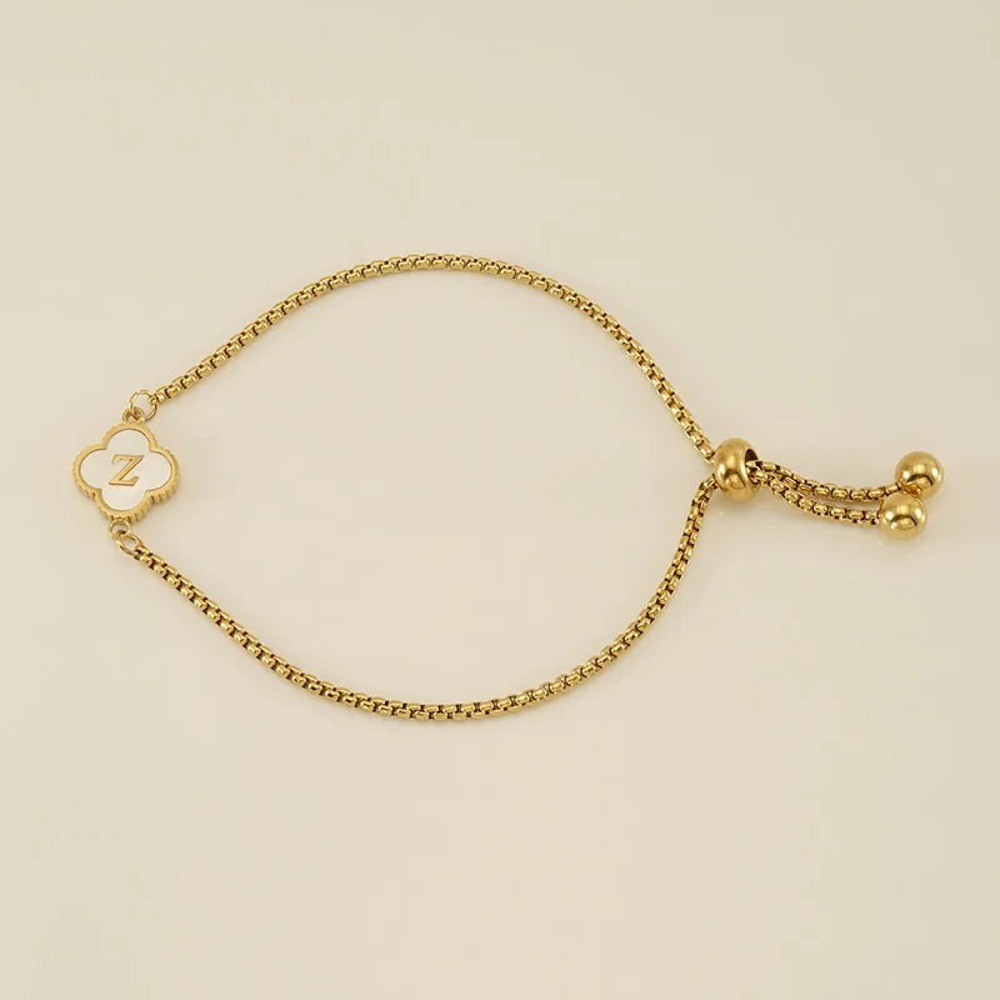 Initial Clover Charm Bracelet - Gold-Plated Elegance