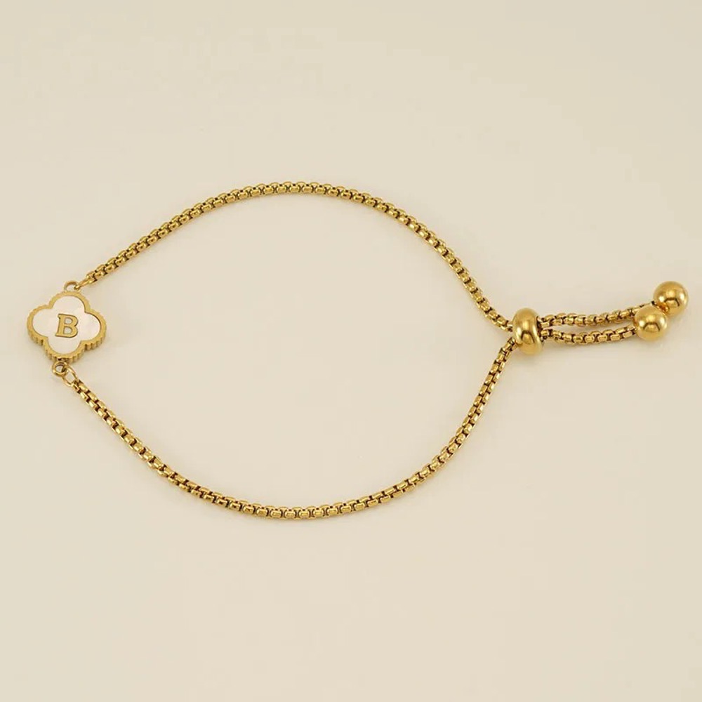 Initial Clover Charm Bracelet - Gold-Plated Elegance