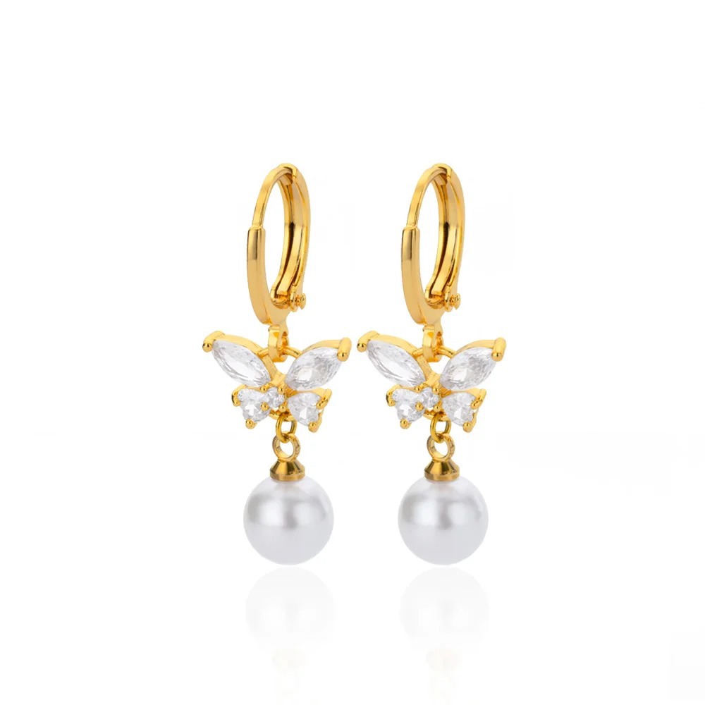 Trending Zircon Pearl Earrings - Luxurious Gold Drop Earrings